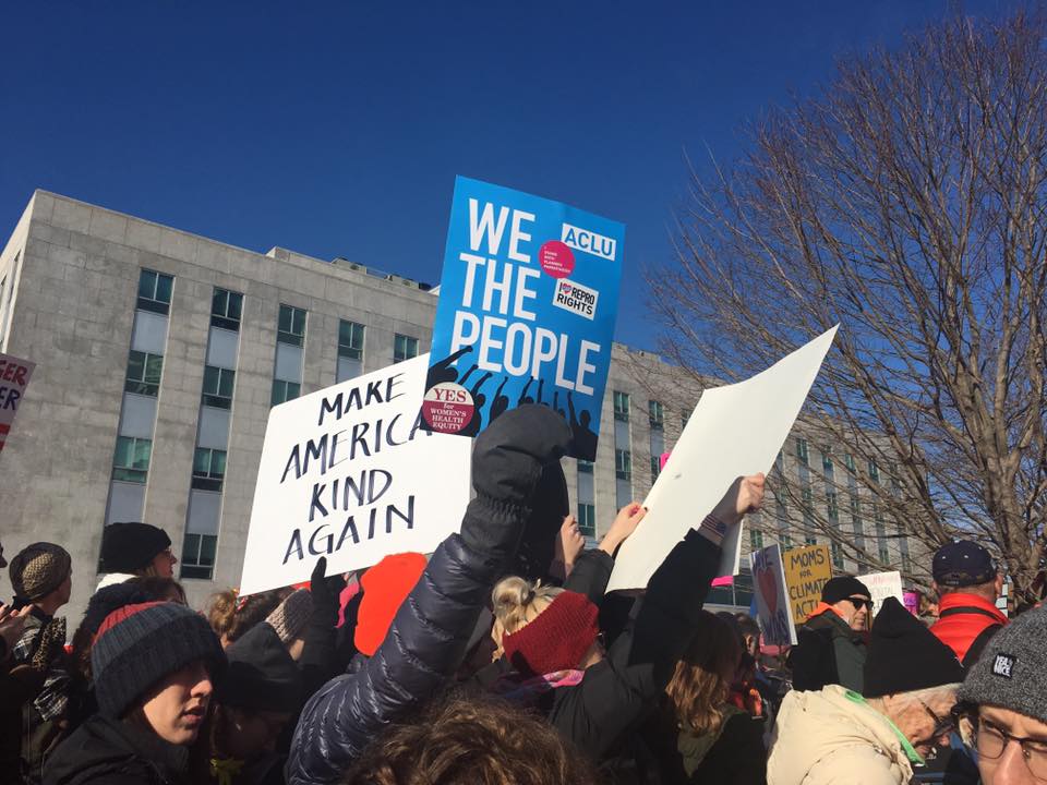 Sign at Women's March in Augusta that reads "We the people."