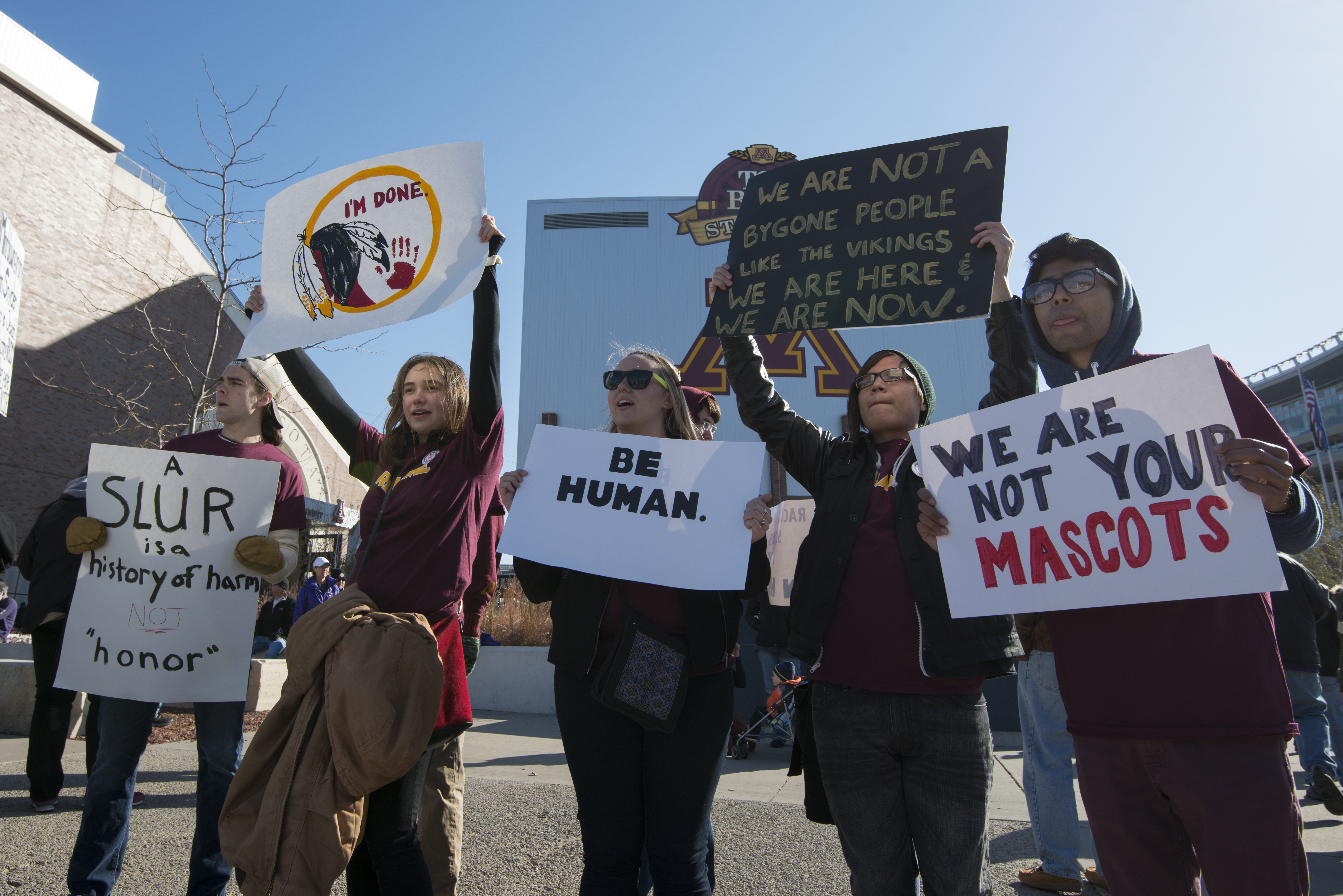 People protest the use of Native Americans as mascots