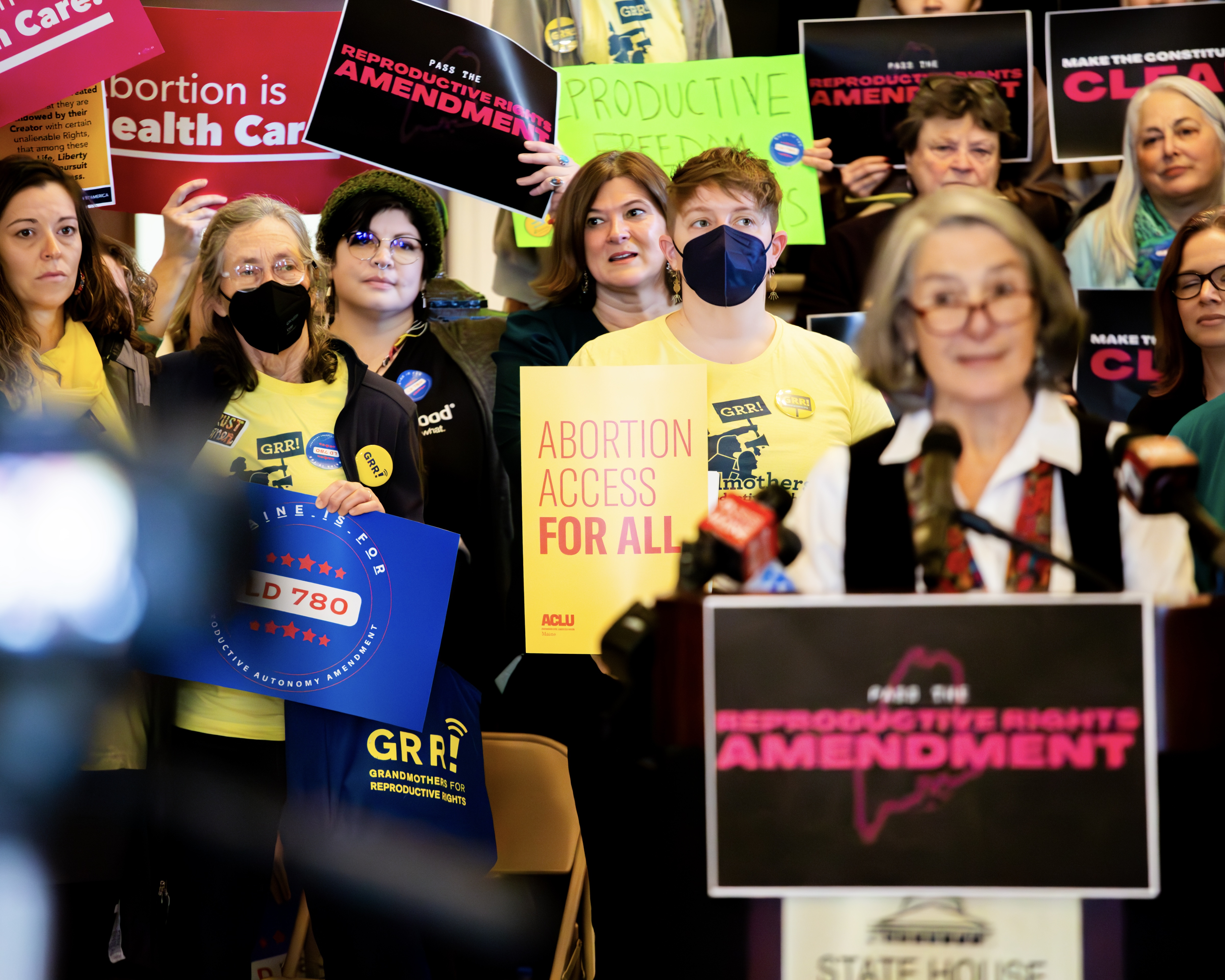 People rallied for LD 780 at the State House.