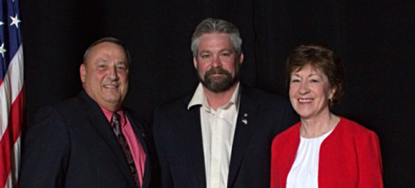 Rep. Jeffrey K. Pierce, center, pictured with Gov. Paul LePage and Sen. Susan Collins in a photo from his campaign.