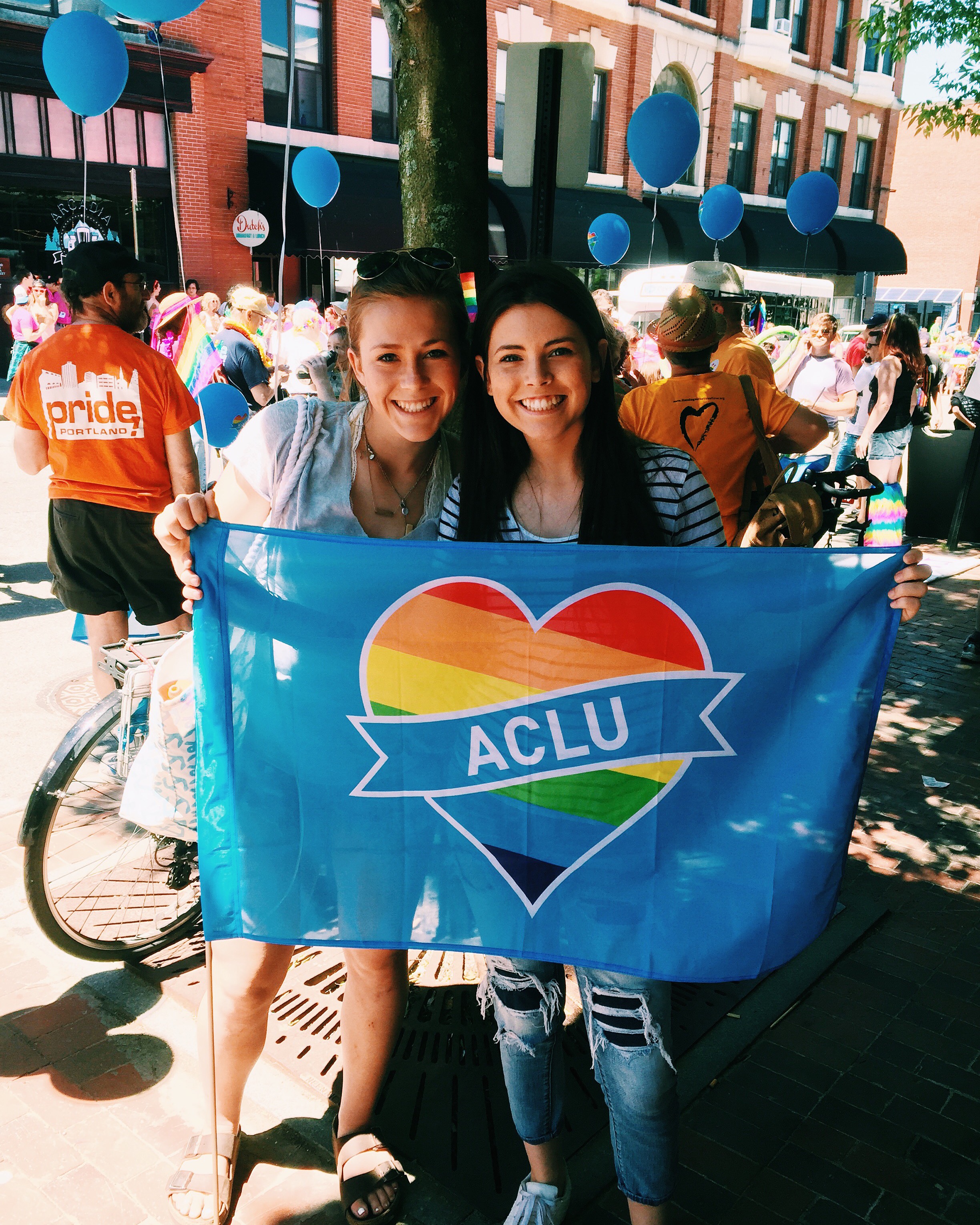 Two young women at the 2016 Pride Portland parade
